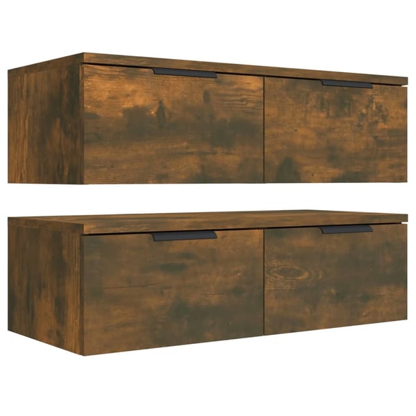 vidaXL Veggskap 2 stk røkt eik 68x30x20 cm konstruert tre