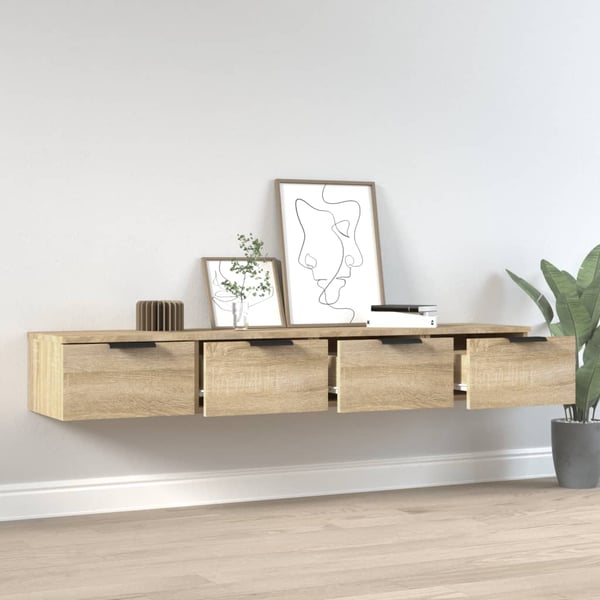 vidaXL Veggskap 2 stk sonoma eik 68x30x20 cm konstruert tre