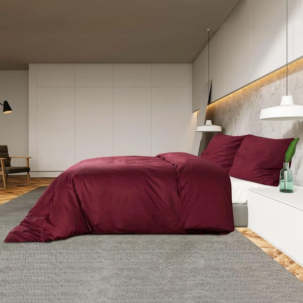vidaXL Bäddset vinröd 220x240 cm bomull