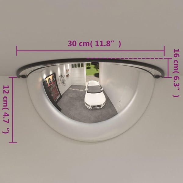 vidaXL Trafikkspeil halv kuppel 2 stk Ø30 cm akryl