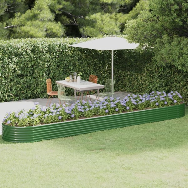 vidaXL plantekasse 507x100x36 cm pulverlakeret stål grøn