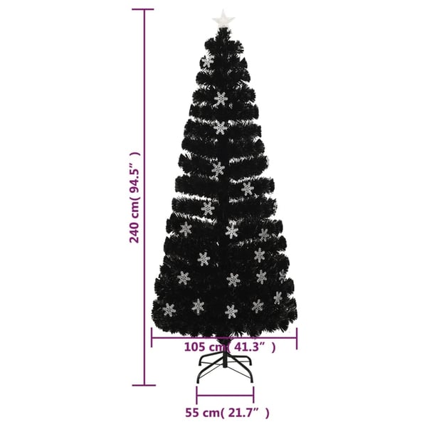 vidaXL juletræ med LED-snefnug 240 cm fiberoptik sort