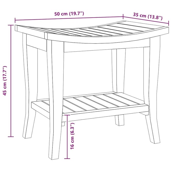 vidaXL Sidebord til baderom 50x35x45 cm heltre teak