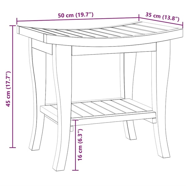 vidaXL Sidebord til baderom 50x35x45 cm heltre teak