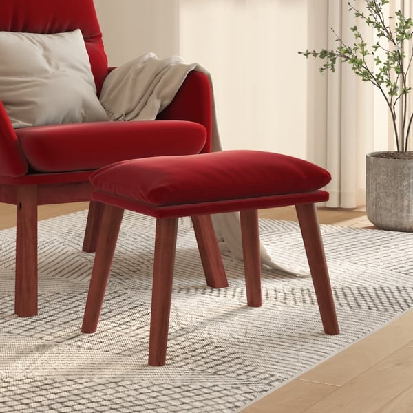 vidaXL fodskammel 45x29,5x35 cm fløjl vinrød