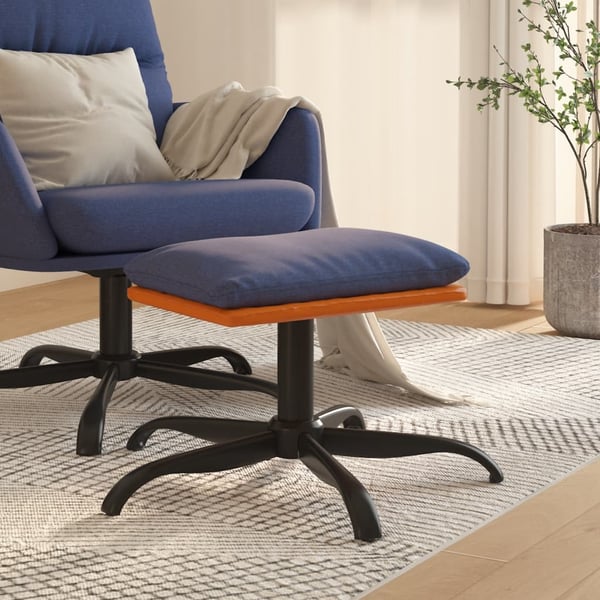 vidaXL fodskammel 60x60x36 cm stof og kunstlæder blå