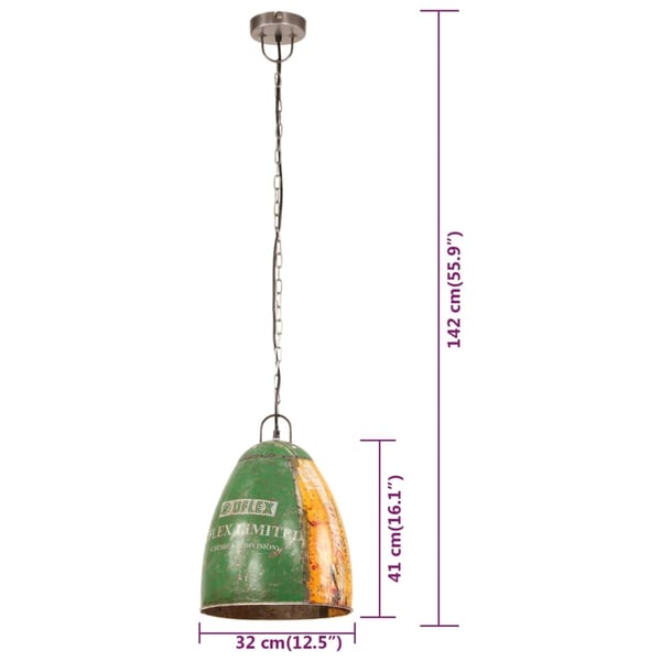 vidaXL industriel hængelampe 32 cm E27 25 W rund flerfarvet