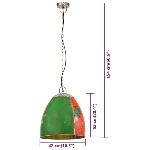 vidaXL Industriell hengelampe 25 W flerfarget rund 42 cm E27