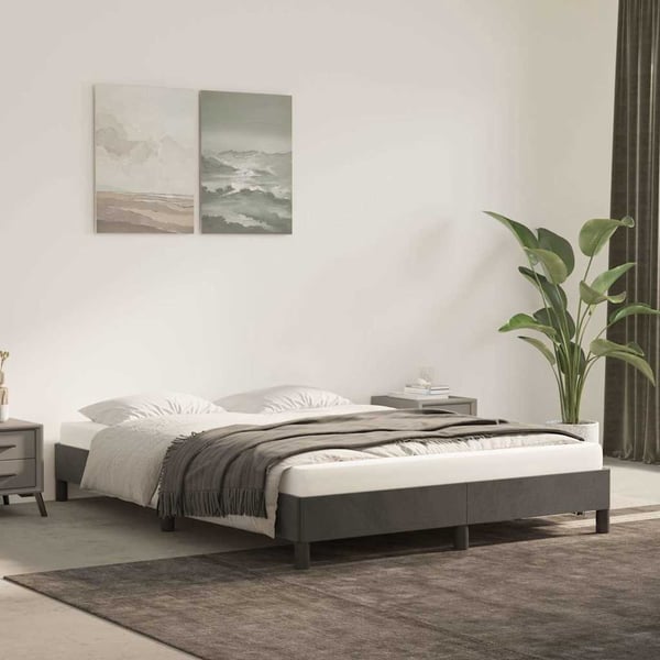 vidaXL Sängram mörkgrå 140x200 cm sammet