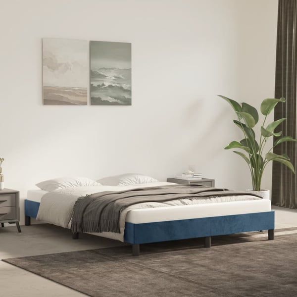 vidaXL sengeramme 140x200 cm fløjl mørkeblå