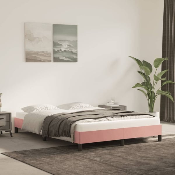 vidaXL Sängram rosa 140x200 cm sammet