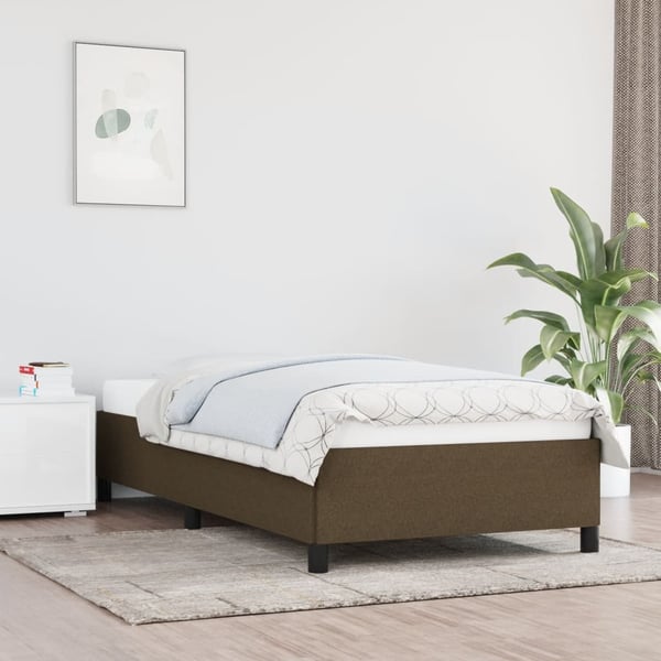 vidaXL Sängram mörkbrun 100x200 cm tyg