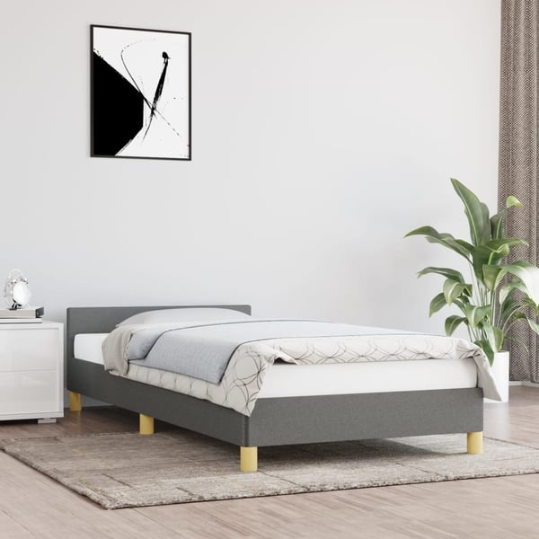 vidaXL Sengeramme uden madras Mørkegrå 90x190 cm Stof