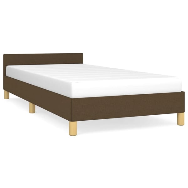 vidaXL sengeramme med sengegavl 90x190 cm stof mørkebrun
