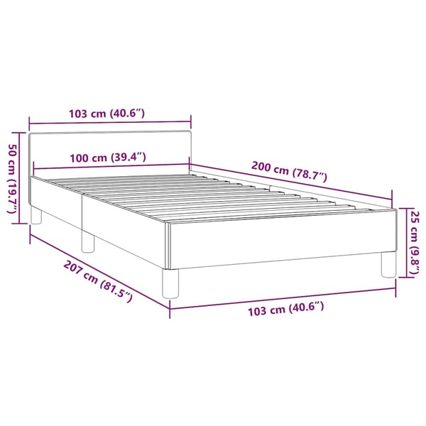vidaXL Sengeramme uden madras Sort 100x200 cm Stof