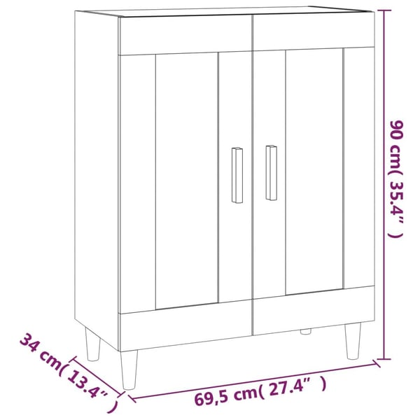 vidaXL Skjenk hvit 69,5x34x90 cm konstruert tre