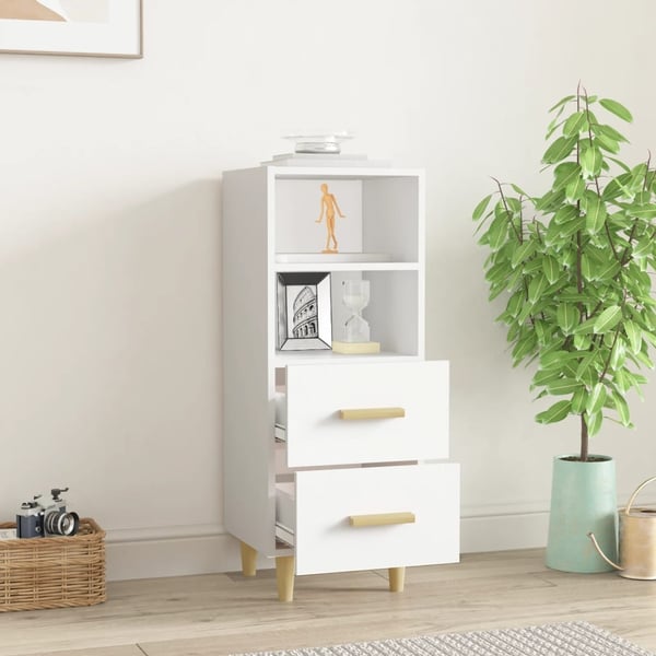 vidaXL Skjenk hvit 34,5x34x90 cm konstruert tre