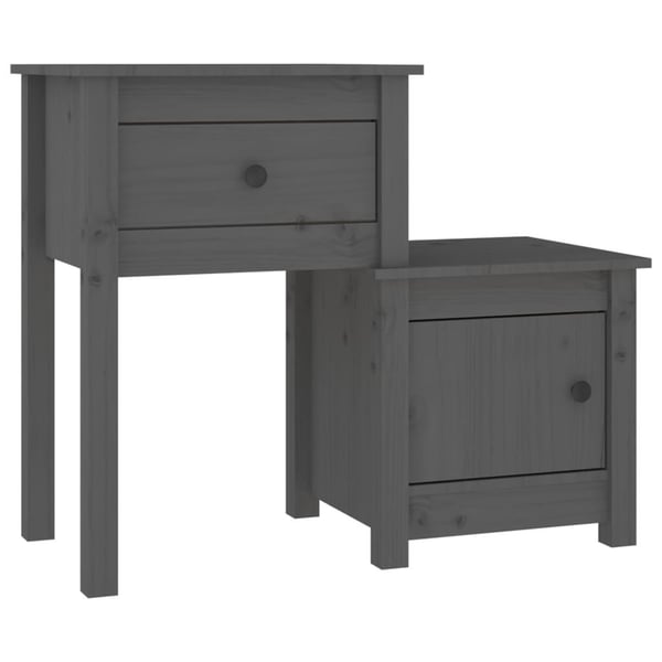 vidaXL Nattbord grå 79,5x38x65,5 heltre furu