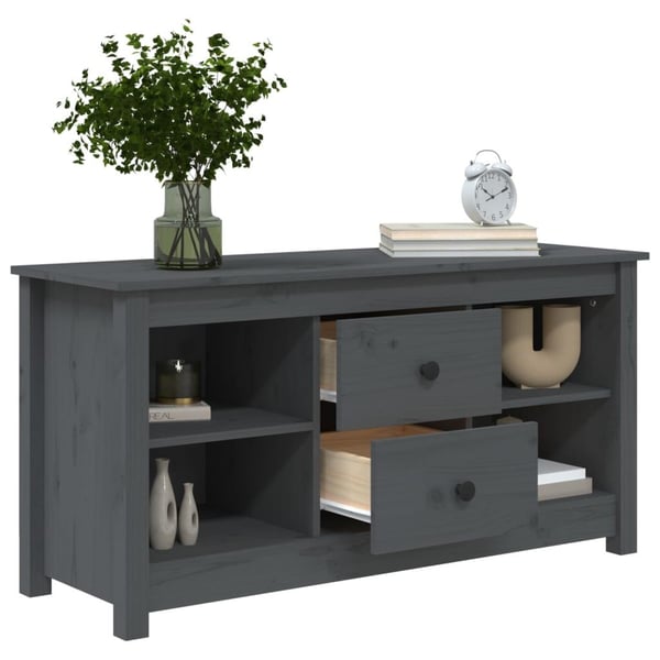 vidaXL TV-benk grå 103x36,5x52 cm heltre furu