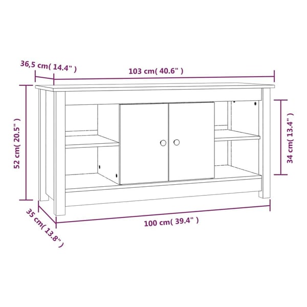 vidaXL TV-benk svart 103x36,5x52 cm heltre furu