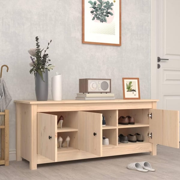 vidaXL Skoskap 110x38x45,5 cm heltre furu