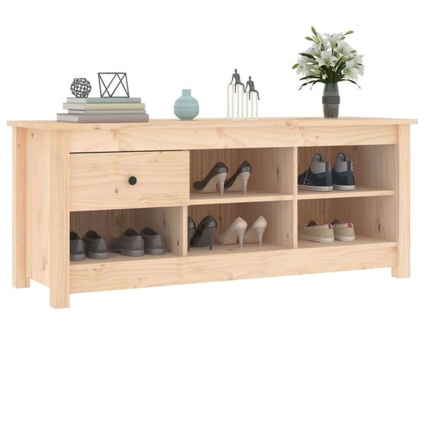 vidaXL skoreol 110x38x45,5 cm massivt fyrretræ