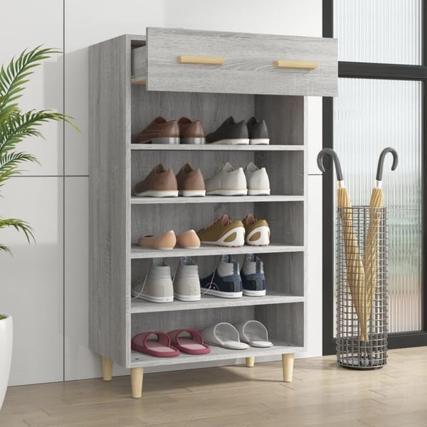 vidaXL Skohylle grå sonoma 60x35x105 cm konstruert tre