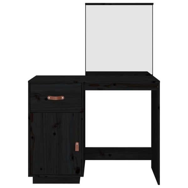 vidaXL makeupbord 95x50x134 cm massivt fyrretræ sort
