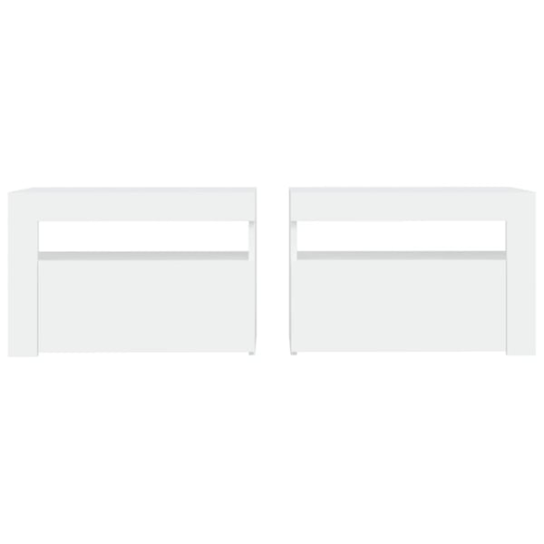 vidaXL Nattbord med LED 2 stk hvit 60x35x40 cm