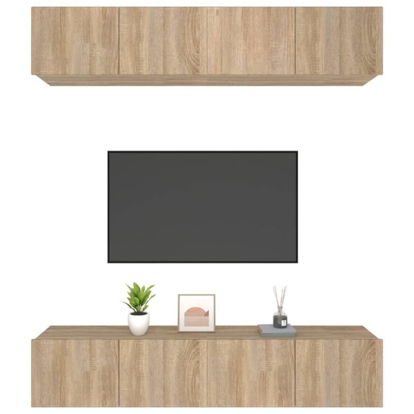 vidaXL TV-benker 4 stk sonoma eik 80x30x30 cm konstruert tre