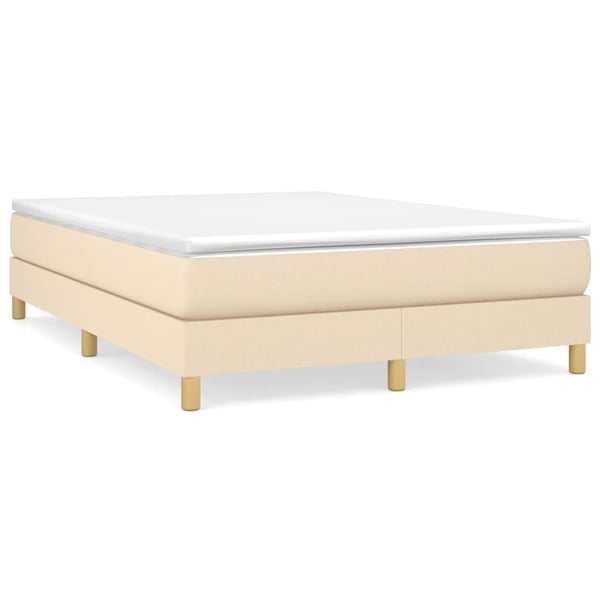 vidaXL Boxspring sengeramme 140x200 cm stof cremefarvet