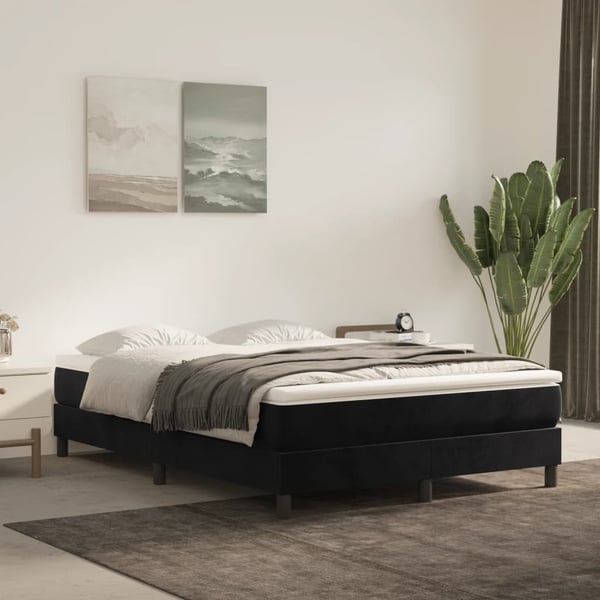 vidaXL Boxspring sengeramme Sort 140x190 cm Fløjl