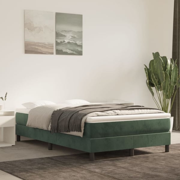 vidaXL Boxspring sengeramme Mørkegrøn 120x200 cm Fløjl