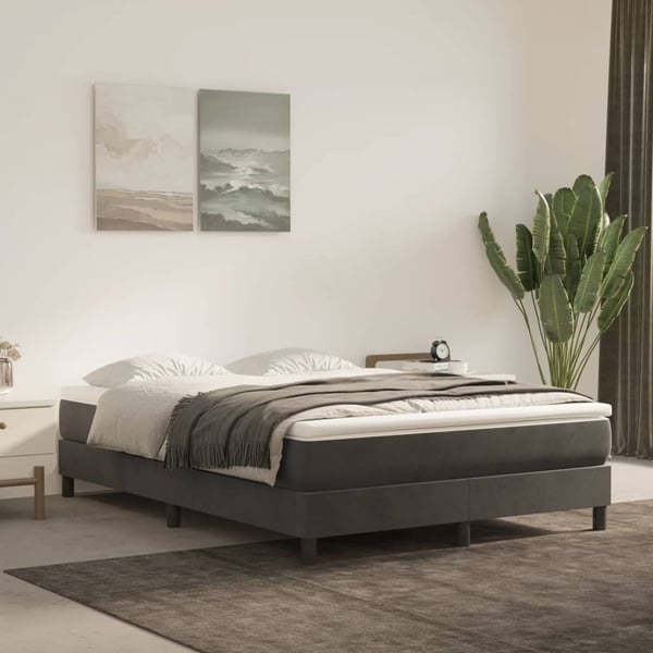 vidaXL Boxspring sengeramme Mørkegrå 140x200 cm Fløjl
