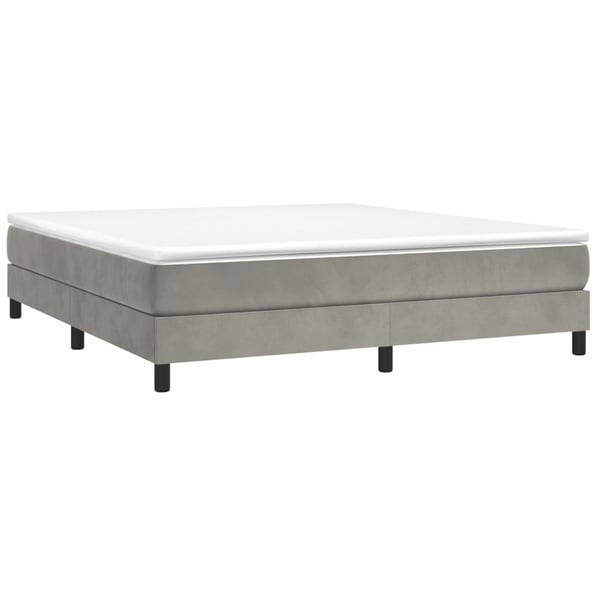vidaXL Boxspring sengeramme Lysegrå 160x200 cm Fløjl