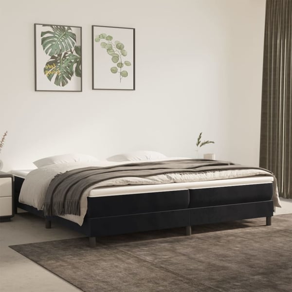 vidaXL Boxspring sengeramme Sort 200x200 cm Fløjl