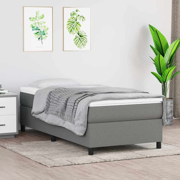 vidaXL Boxspring sengeramme Mørkegrå 100x200 cm Stof
