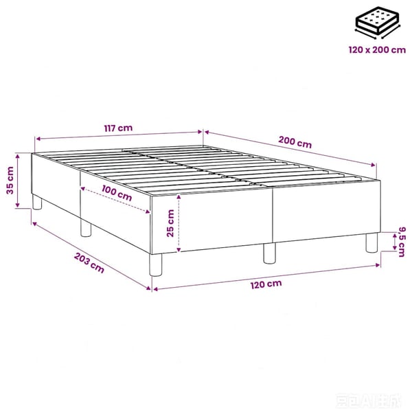 vidaXL Boxspring sengeramme Lysegrå 120x200 cm Stof