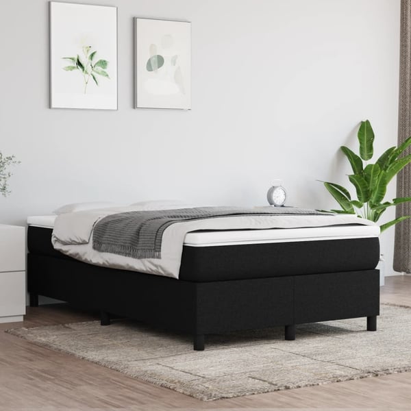 vidaXL Boxspring sengeramme Sort 120x200 cm Stof