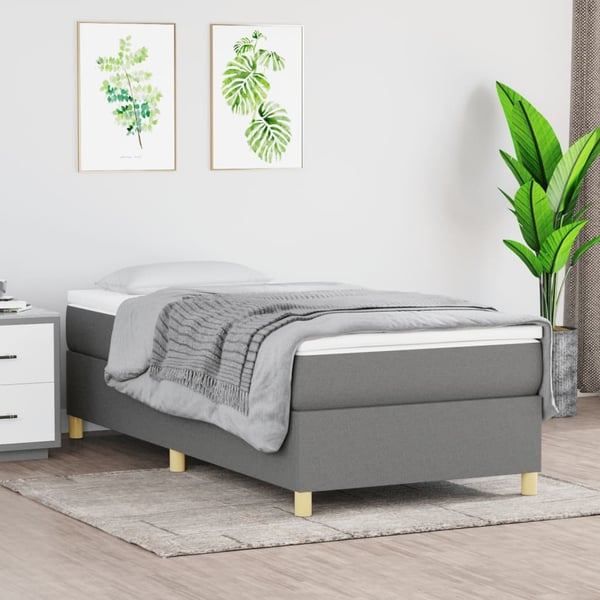 vidaXL Boxspring sengeramme Mørkegrå 90x200 cm Stof
