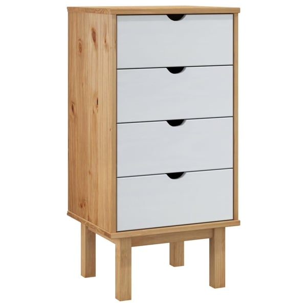 vidaXL kommode OTTA 45x39x90 cm massivt fyrretræ brun og hvid