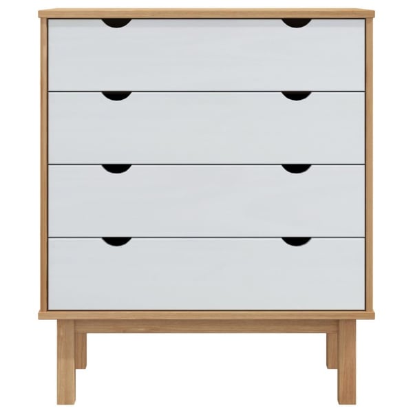 vidaXL Kommode OTTA brun og hvit 76,5x39,5x90 cm heltre furu
