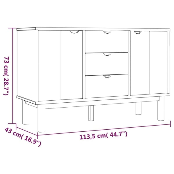 vidaXL Skjenk OTTA 113,5x43x73 cm heltre furu
