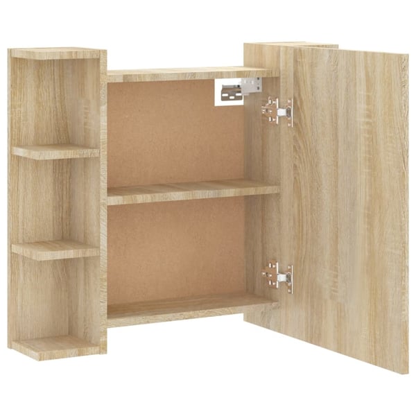 vidaXL spejlskab med LED-lys 70x16,5x60 cm sonoma-eg