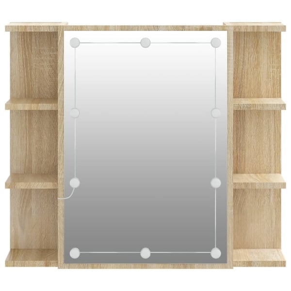 vidaXL spejlskab med LED-lys 70x16,5x60 cm sonoma-eg