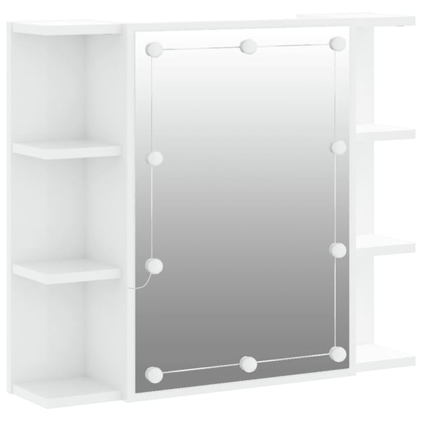 vidaXL Speilskap med LED høyglans hvit 70x16,5x60 cm