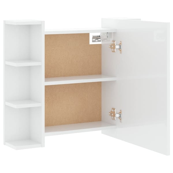 vidaXL Speilskap med LED høyglans hvit 70x16,5x60 cm