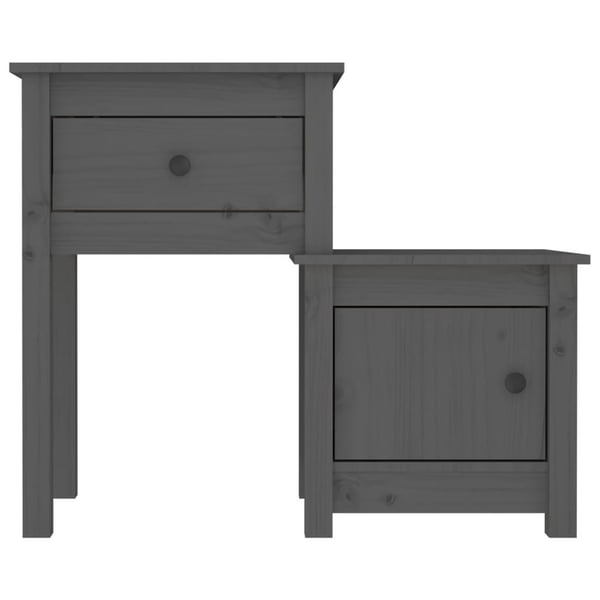 vidaXL Nattbord 2 stk grå 79,5x38x65,5 heltre furu