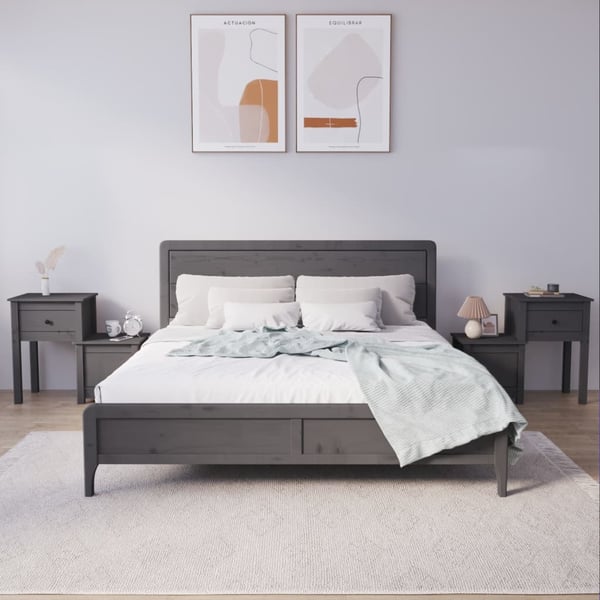 vidaXL Nattbord 2 stk grå 79,5x38x65,5 heltre furu