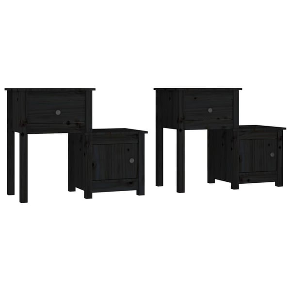 vidaXL Nattbord 2 stk svart 79,5x38x65,5 heltre furu